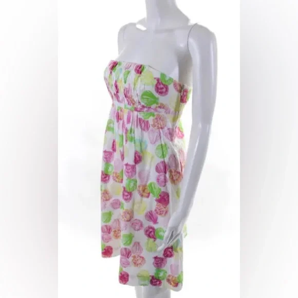 Lily Pulitzer Strapless Dress- Classic Seashell Pattern- 100% cotton- ADORABLE! - Picture 1 of 6
